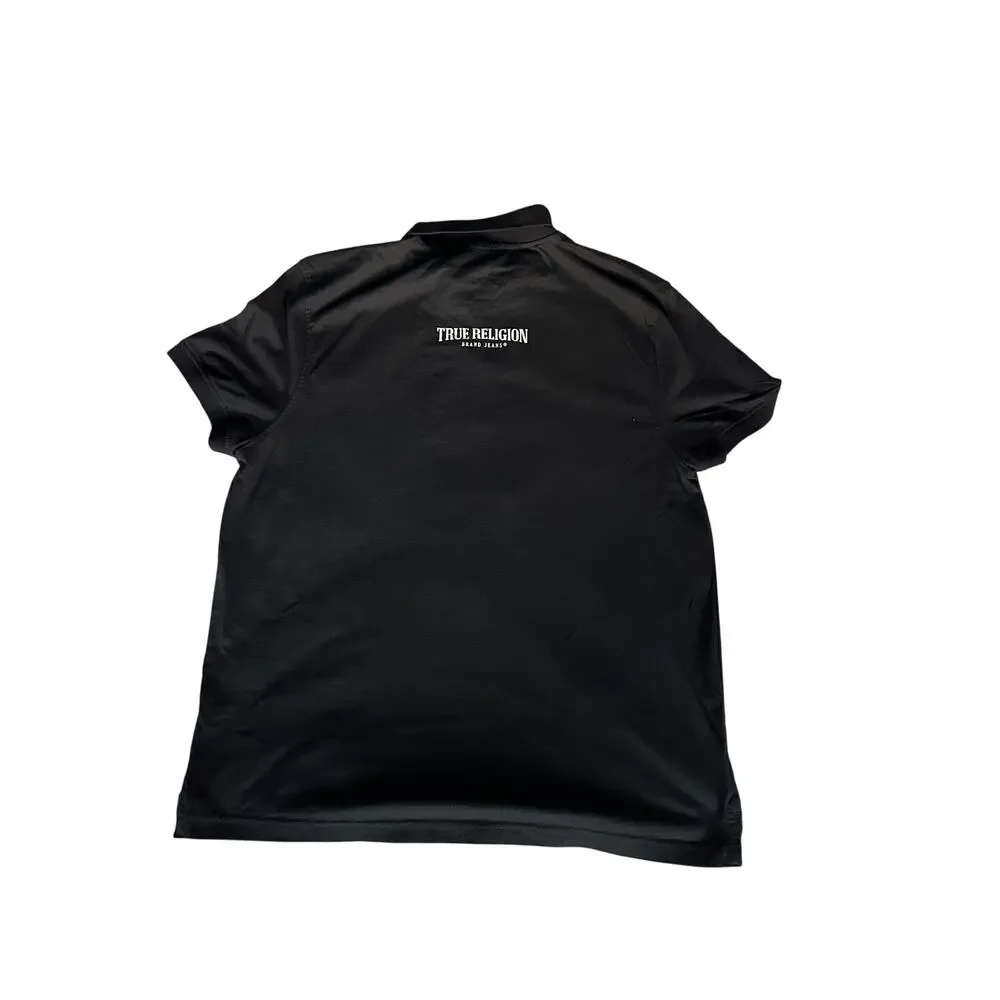 True Religion Black Quarter Zip Polo Shirt Large